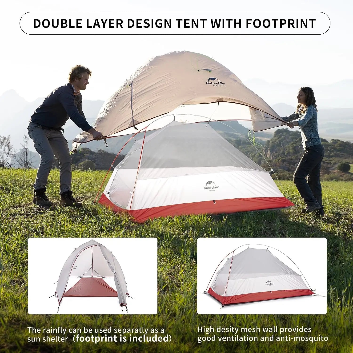 Flayboard™ Naturehike Ultralight Cloud Up 1-Person Camping Tent